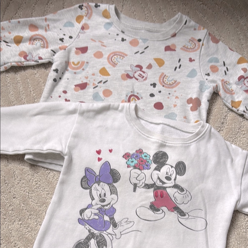 Lot of 2 Disney Mickey and Minnie Mouse Sweatshirts